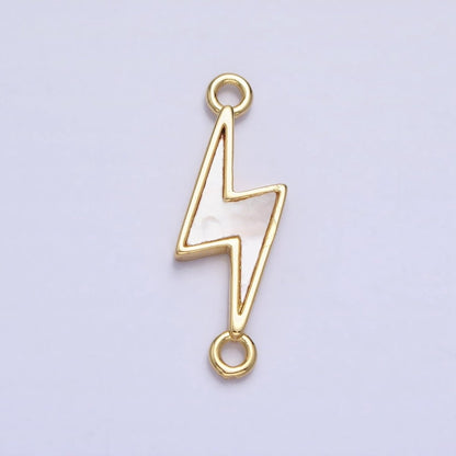 24K Gold Filled Shell Pearl Lightning Bolt Weather 24.5mm Link Connector | Y-839