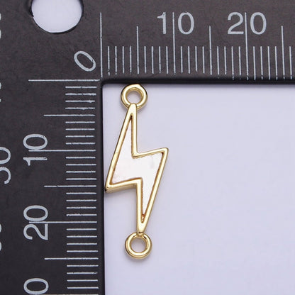 24K Gold Filled Shell Pearl Lightning Bolt Weather 24.5mm Link Connector | Y-839
