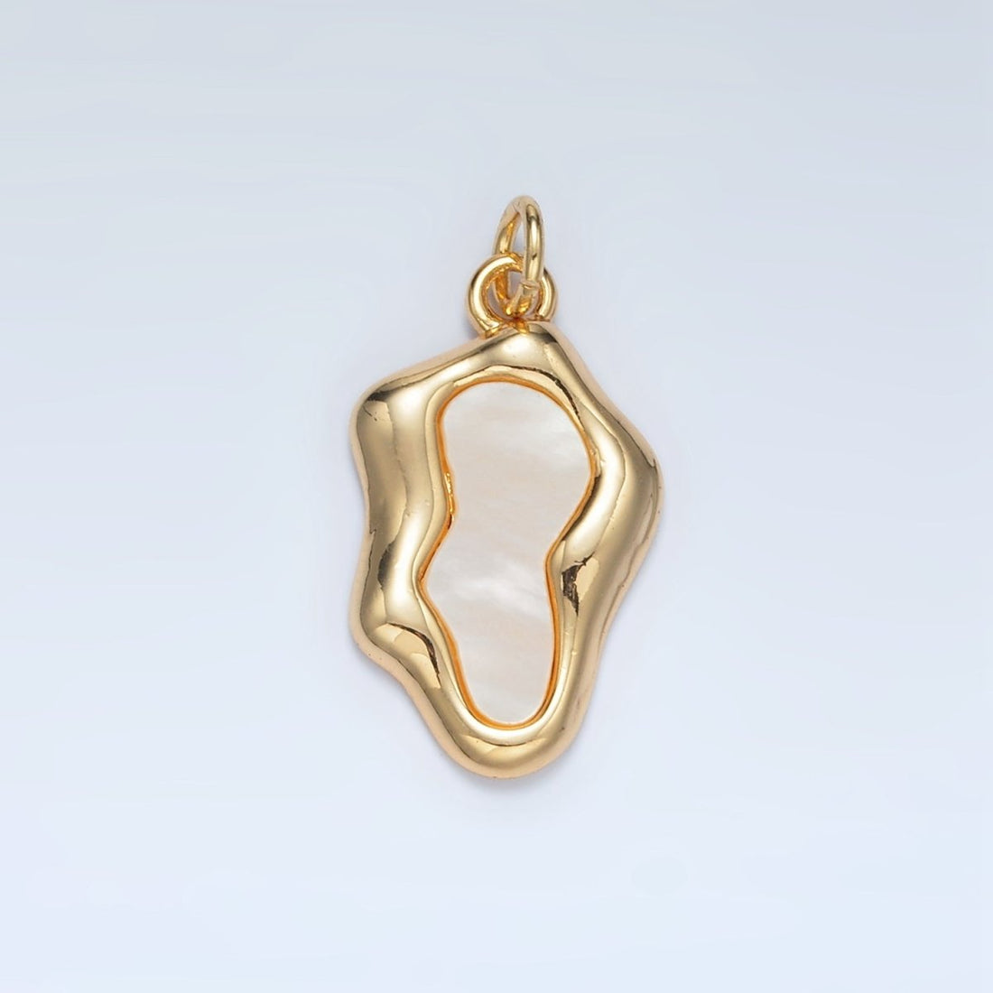 24K Gold Filled Shell Pearl Molten Abstract Bezel Charm | M551