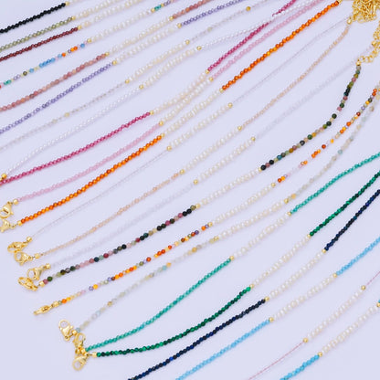 24K Gold Filled Shell Pearl Multifaceted Natural Gemstone Bead 8.66 Inch Bracelet Anklet w. Extender | WA-03718 ~ WA-03740