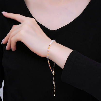 24K Gold Filled Shell Pearl Multifaceted Natural Gemstone Bead 8.66 Inch Bracelet Anklet w. Extender | WA-03718 ~ WA-03740
