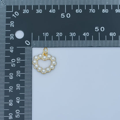 24K Gold Filled Shell Pearl Open Outline Heart Charm | M320