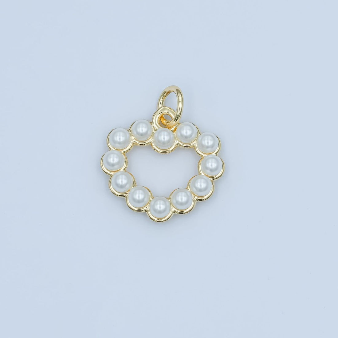 24K Gold Filled Shell Pearl Open Outline Heart Charm | M320