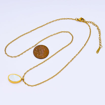 24K Gold Filled Shell Pearl Oval Cable 18 Inch Necklace w. 2 Inch Extender | WA-2658