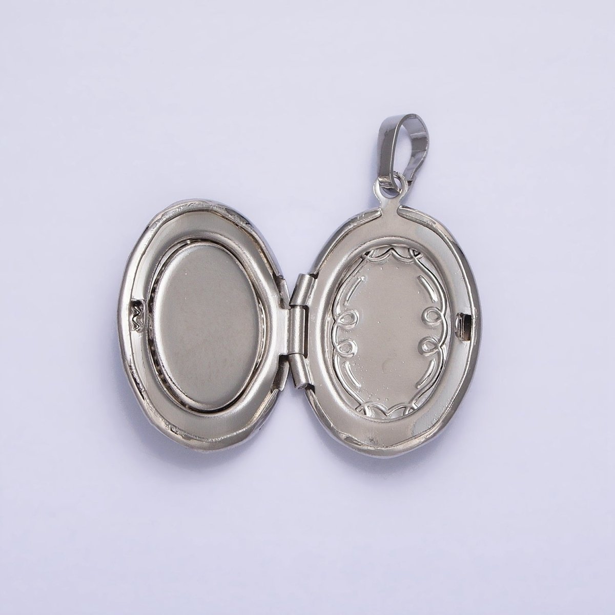 24K Gold Filled Shell Pearl Oval Geometric Engraved Locket in Gold &amp; Silver | AA-367 AA-368