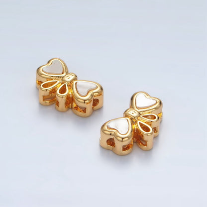 24K Gold Filled Shell Pearl Ribbon Bow Bead | B382