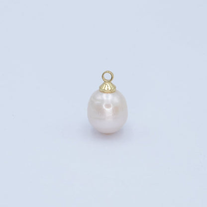 24K Gold Filled Shell Pearl Ringed Button Mini Charm | P1942