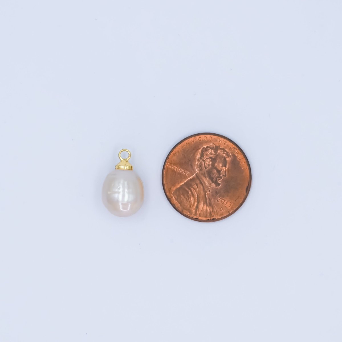 24K Gold Filled Shell Pearl Ringed Button Mini Charm | P1942