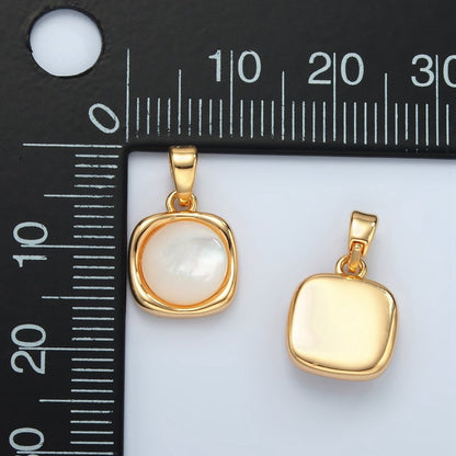 24K Gold Filled Shell Pearl, Carnelian, Onyx Round Molten Bezel Pendant | H472 AA134 AA980