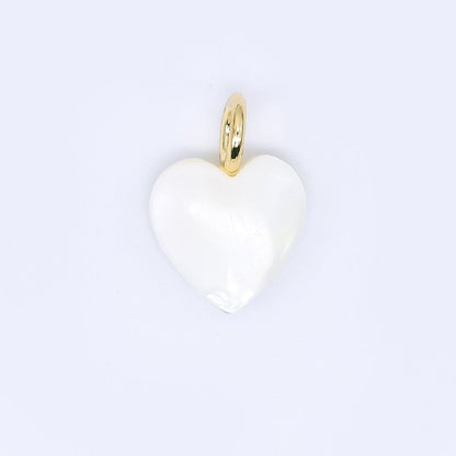 24K Gold Filled Shell Pearl White Pure Love Heart Charm | P-1733 P-1847