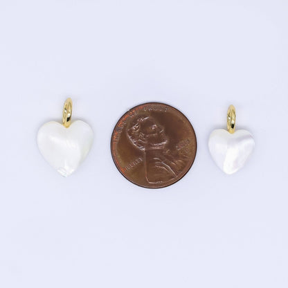 24K Gold Filled Shell Pearl White Pure Love Heart Charm | P-1733 P-1847