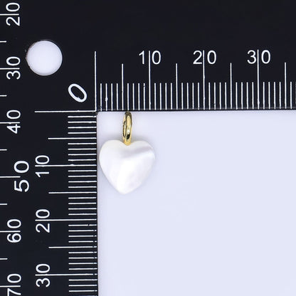 24K Gold Filled Shell Pearl White Pure Love Heart Charm | P-1733 P-1847