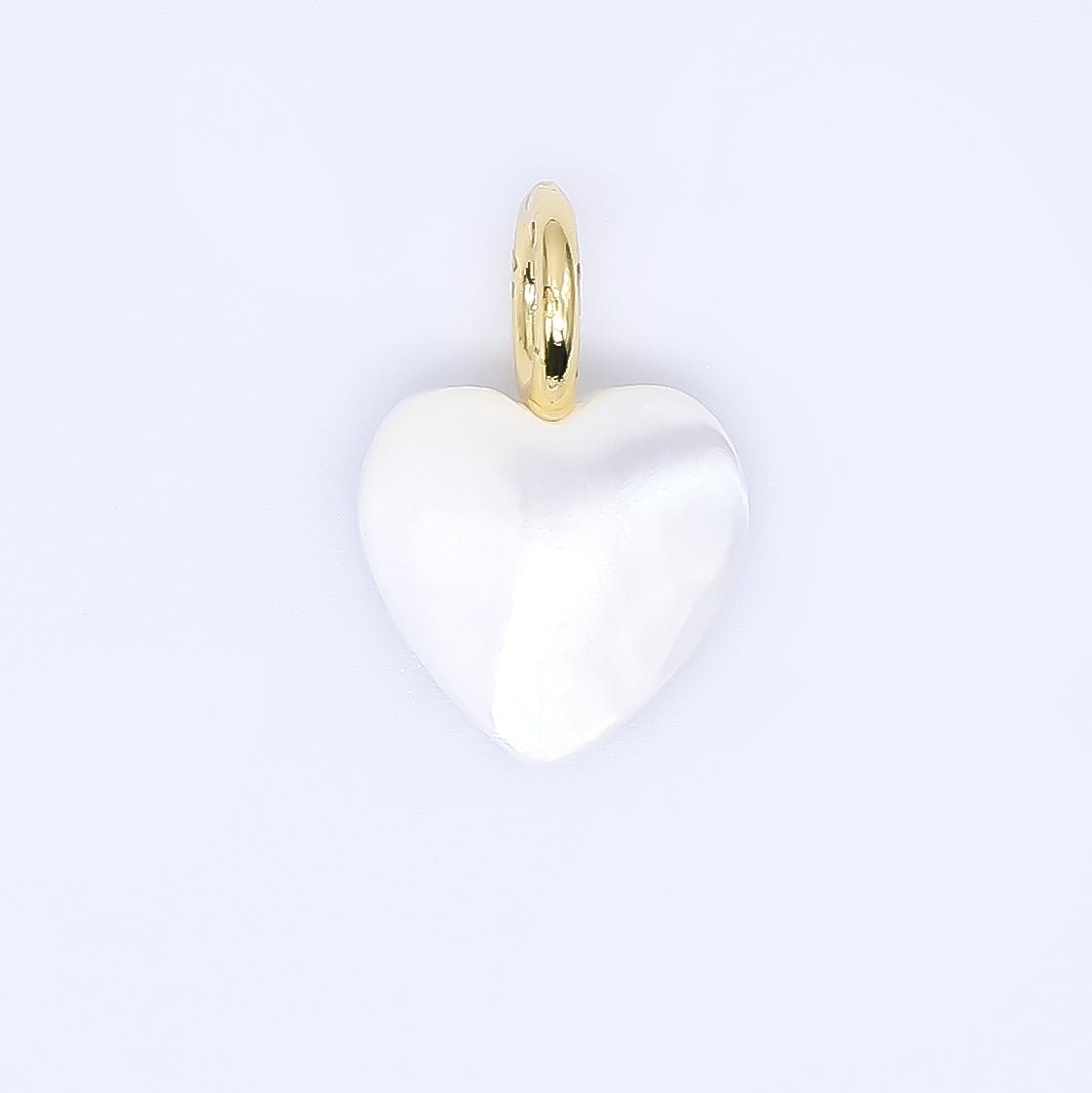 24K Gold Filled Shell Pearl White Pure Love Heart Charm | P-1733 P-1847