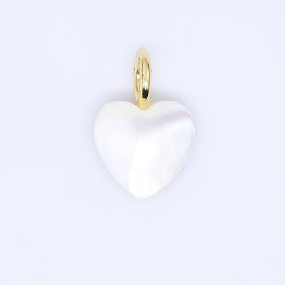 24K Gold Filled Shell Pearl White Pure Love Heart Charm | P-1733 P-1847