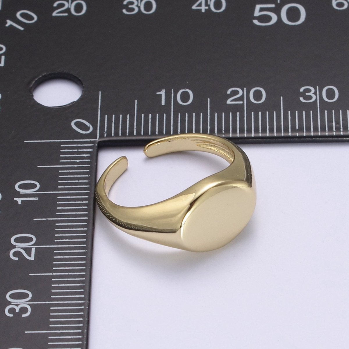 24K Gold Filled Signet Ring, Minimalist Adjustable Stackable Ring, Gift For Him Her | U-470
