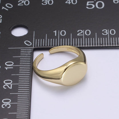 24K Gold Filled Signet Ring, Minimalist Adjustable Stackable Ring, Gift For Him Her | U-470