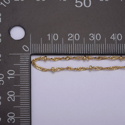 24K Gold Filled Singapore Satellite Bead Chain, 2.3mm Unfinished Chain by Yard For Jewelry Making Supply Component | ROLL-639 ROLL-640