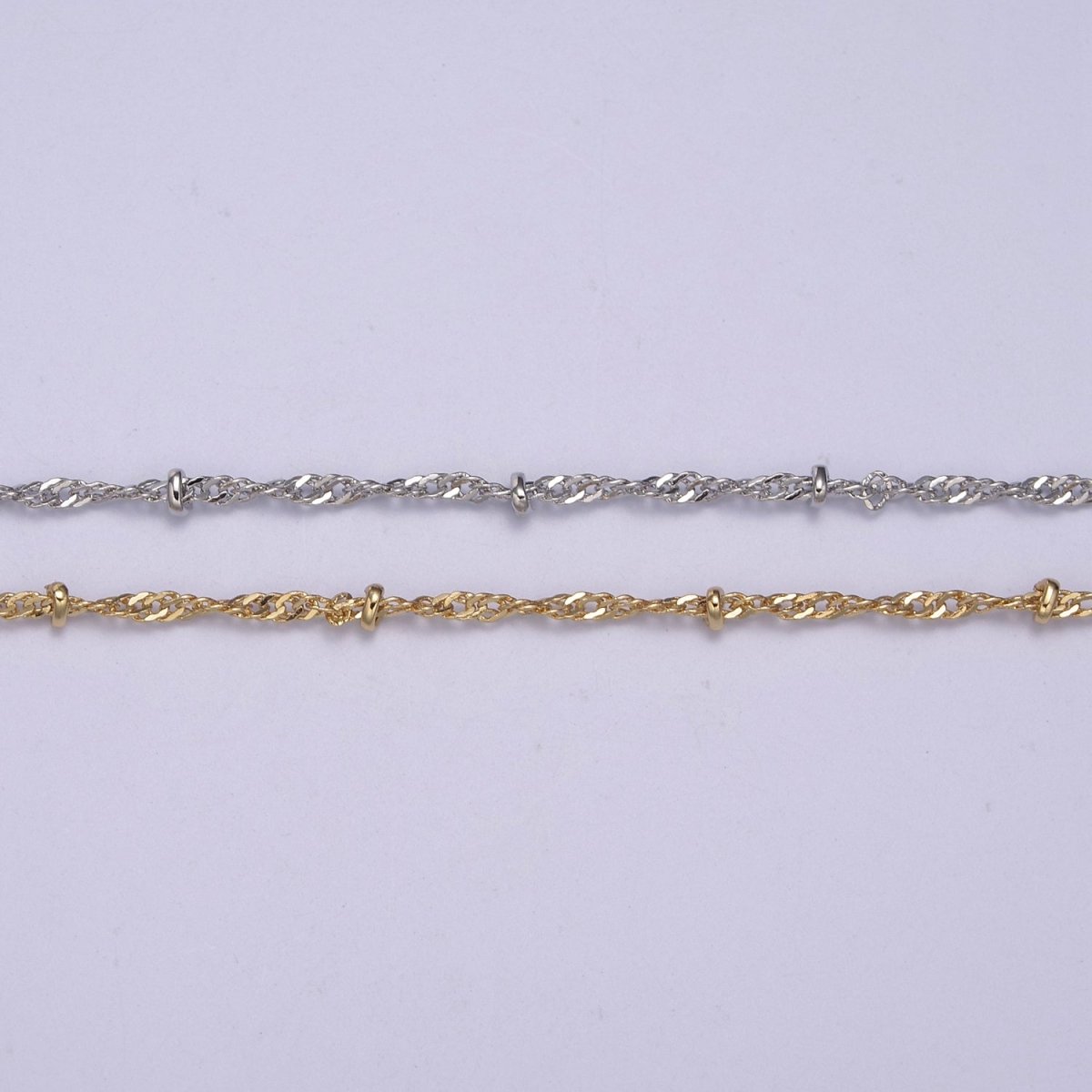 24K Gold Filled Singapore Satellite Bead Chain, 2.3mm Unfinished Chain by Yard For Jewelry Making Supply Component | ROLL-639 ROLL-640