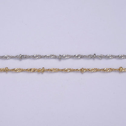 24K Gold Filled Singapore Satellite Bead Chain, 2.3mm Unfinished Chain by Yard For Jewelry Making Supply Component | ROLL-639 ROLL-640