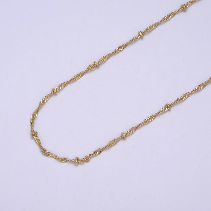 24K Gold Filled Singapore Satellite Bead Chain, 2.3mm Unfinished Chain by Yard For Jewelry Making Supply Component | ROLL-639 ROLL-640