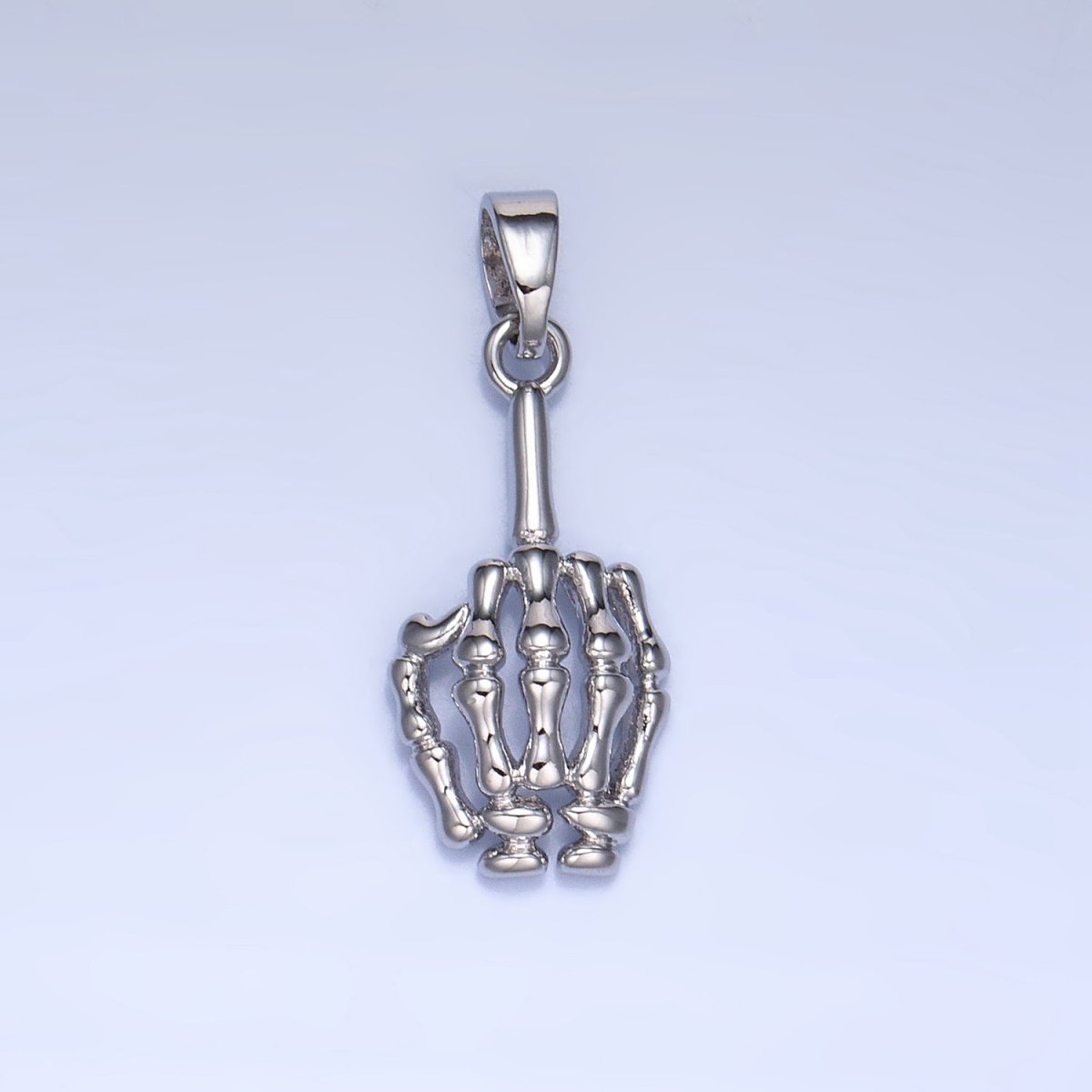 24K Gold Filled 20mm "Middle Finger" Skeleton Hand Gesture Multidimensional Pendant in Gold &amp; Silver | AA993
