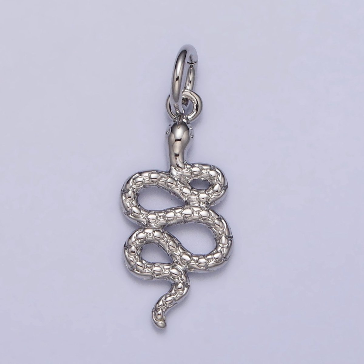 24K Gold Filled Slither Serpent Snake Scale Textured Charm in Gold &amp; Silver | AC252 AC253