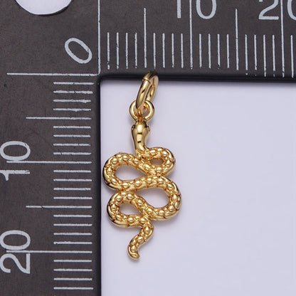 24K Gold Filled Slither Serpent Snake Scale Textured Charm in Gold &amp; Silver | AC252 AC253