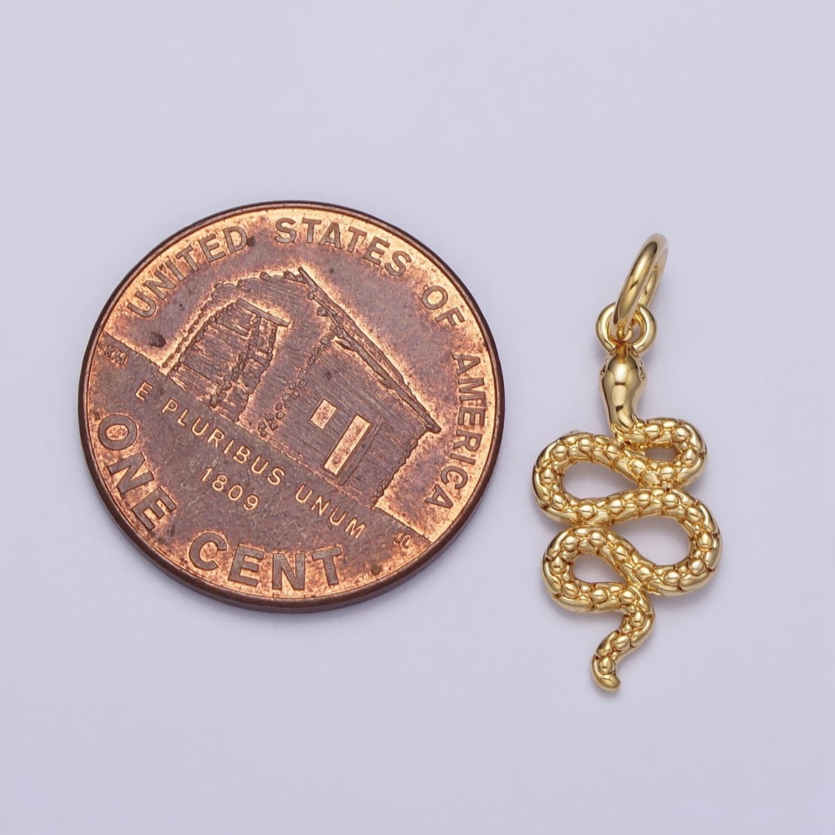 24K Gold Filled Slither Serpent Snake Scale Textured Charm in Gold &amp; Silver | AC252 AC253