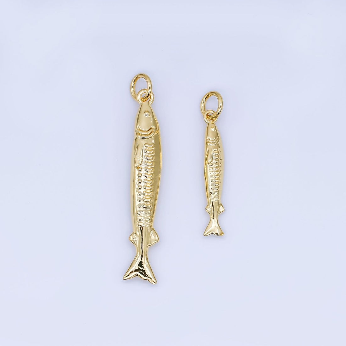 24K Gold Filled Small Sardine charm Under The Sea Ocean Fish Pendant | AJ466 AJ467