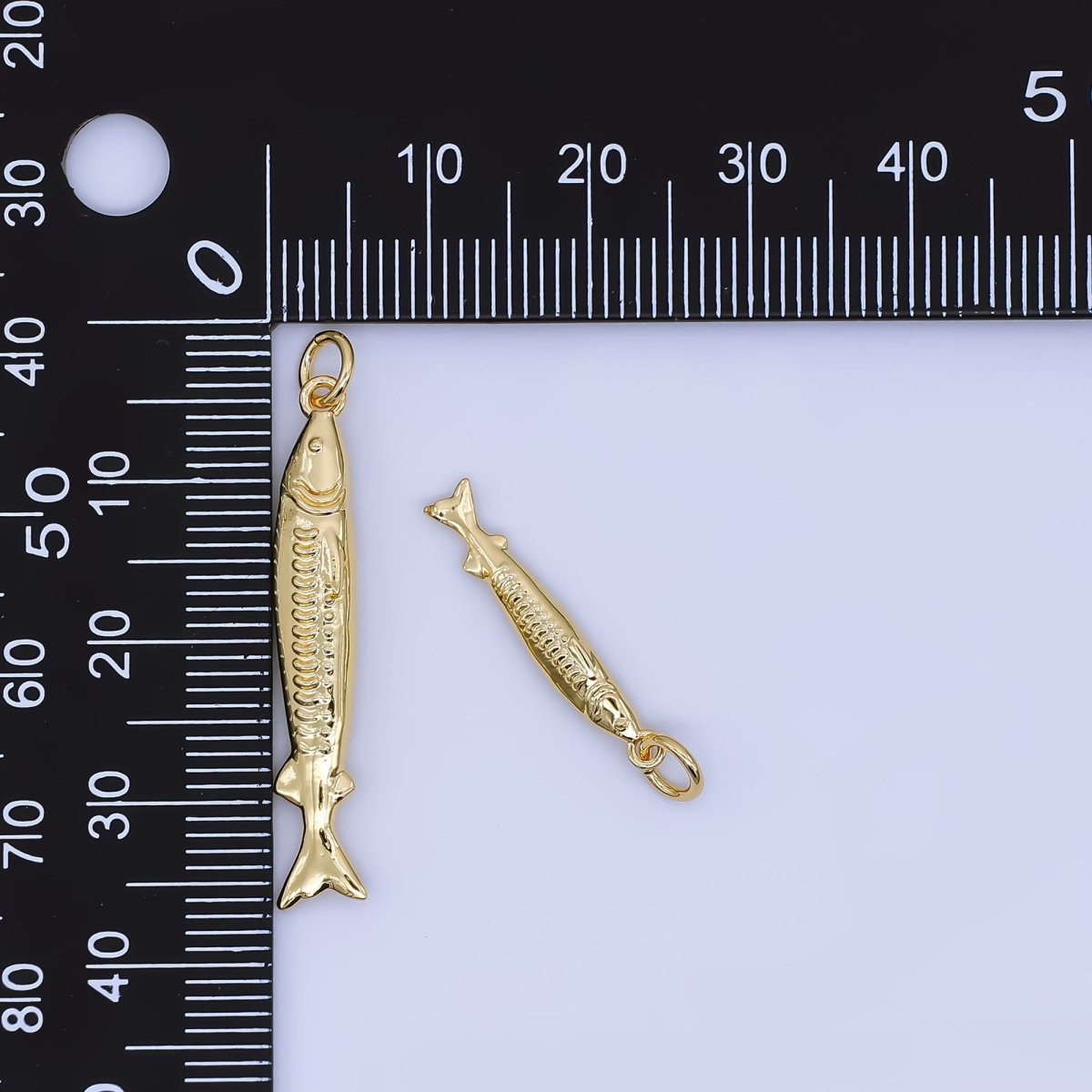 24K Gold Filled Small Sardine charm Under The Sea Ocean Fish Pendant | AJ466 AJ467