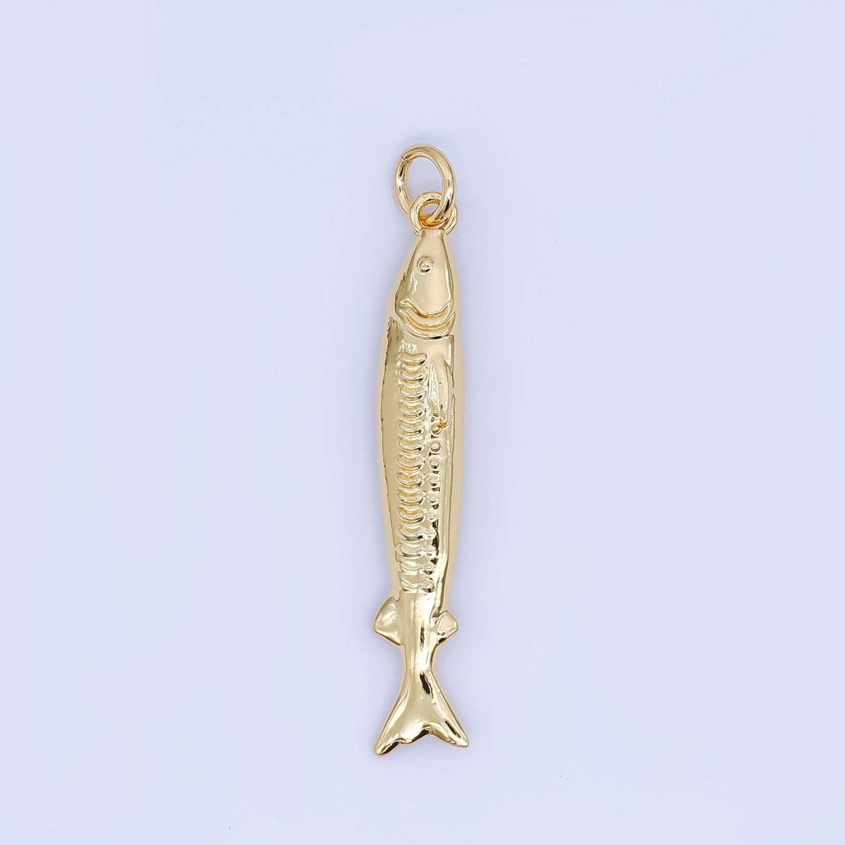 24K Gold Filled Small Sardine charm Under The Sea Ocean Fish Pendant | AJ466 AJ467