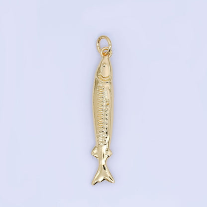24K Gold Filled Small Sardine charm Under The Sea Ocean Fish Pendant | AJ466 AJ467