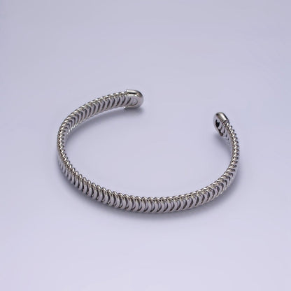 24K Gold Filled Snake Pattern Textured Cuff Bangle Bracelet in Silver &amp; Gold | WA-1914 WA-1915 Clearance Pricing