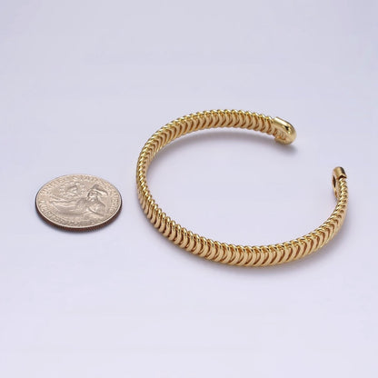 24K Gold Filled Snake Pattern Textured Cuff Bangle Bracelet in Silver &amp; Gold | WA-1914 WA-1915 Clearance Pricing