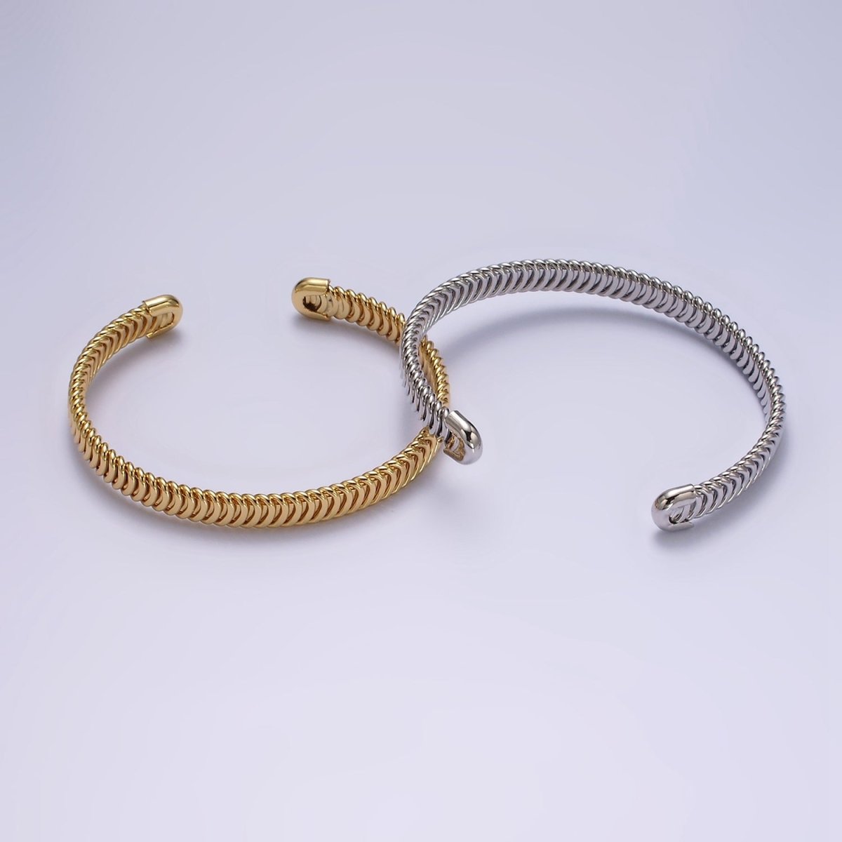 24K Gold Filled Snake Pattern Textured Cuff Bangle Bracelet in Silver &amp; Gold | WA-1914 WA-1915 Clearance Pricing