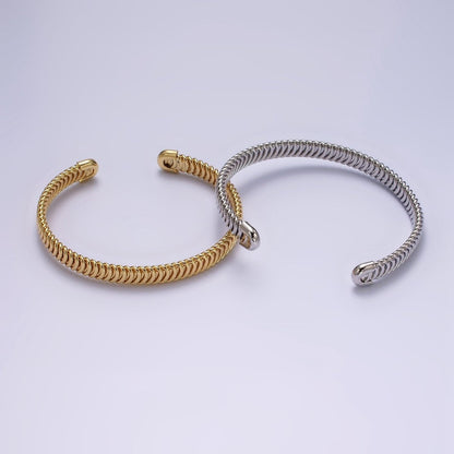 24K Gold Filled Snake Pattern Textured Cuff Bangle Bracelet in Silver &amp; Gold | WA-1914 WA-1915 Clearance Pricing