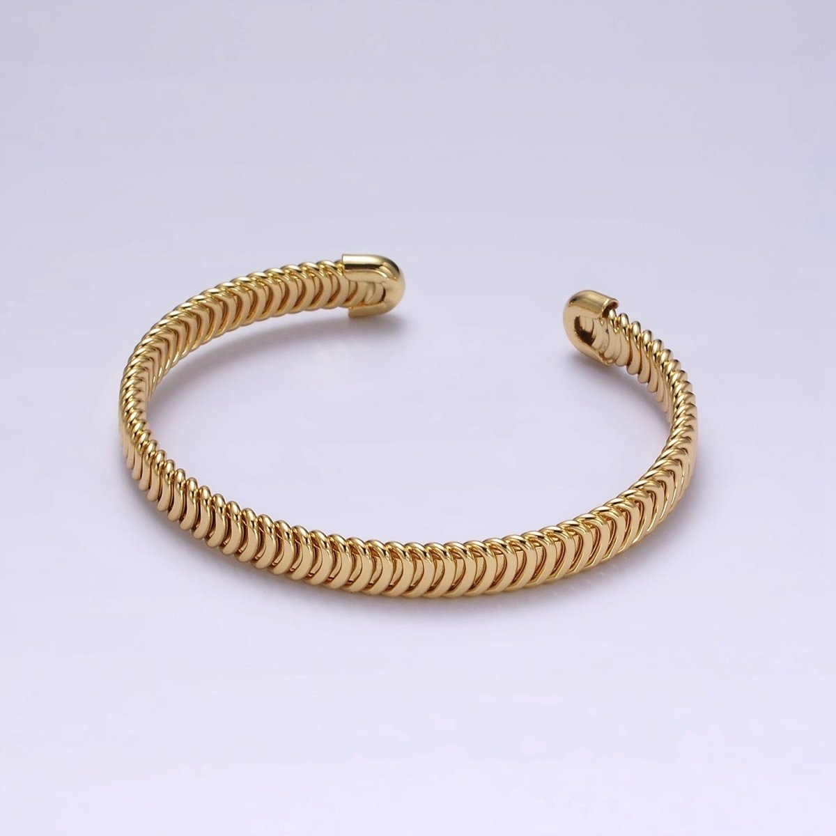 24K Gold Filled Snake Pattern Textured Cuff Bangle Bracelet in Silver &amp; Gold | WA-1914 WA-1915 Clearance Pricing