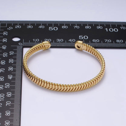 24K Gold Filled Snake Pattern Textured Cuff Bangle Bracelet in Silver &amp; Gold | WA-1914 WA-1915 Clearance Pricing