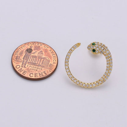24k Gold Filled Snake Stud Earring, Micro Pave Snake Earring for DIY Earring Craft Supply Jewelry Making Supply Silver Serpent Earring Stud Q-140 Q-141