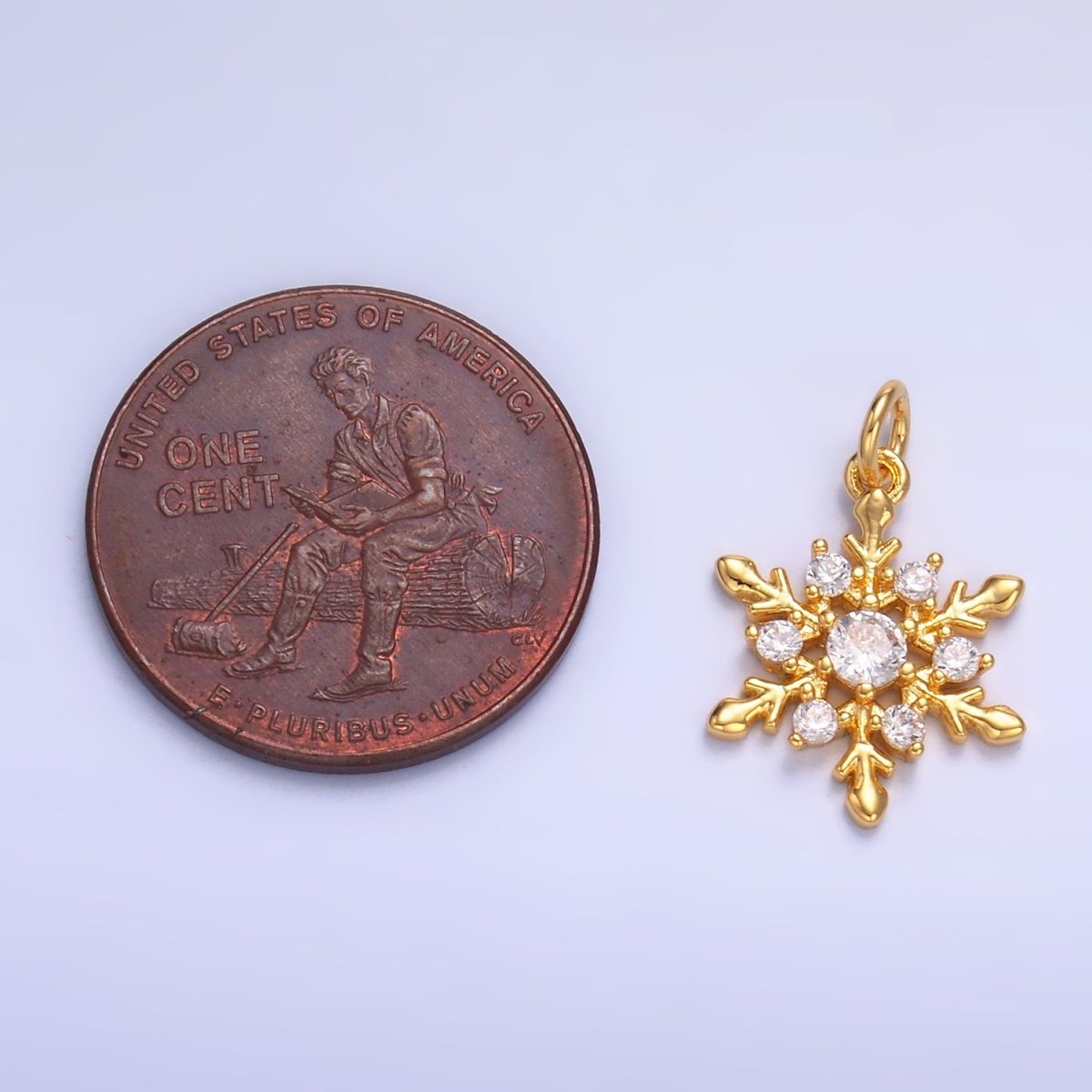 24K Gold Filled 15mm Clear CZ Christmas Snow Weather Charm in Gold &amp; Silver | W830