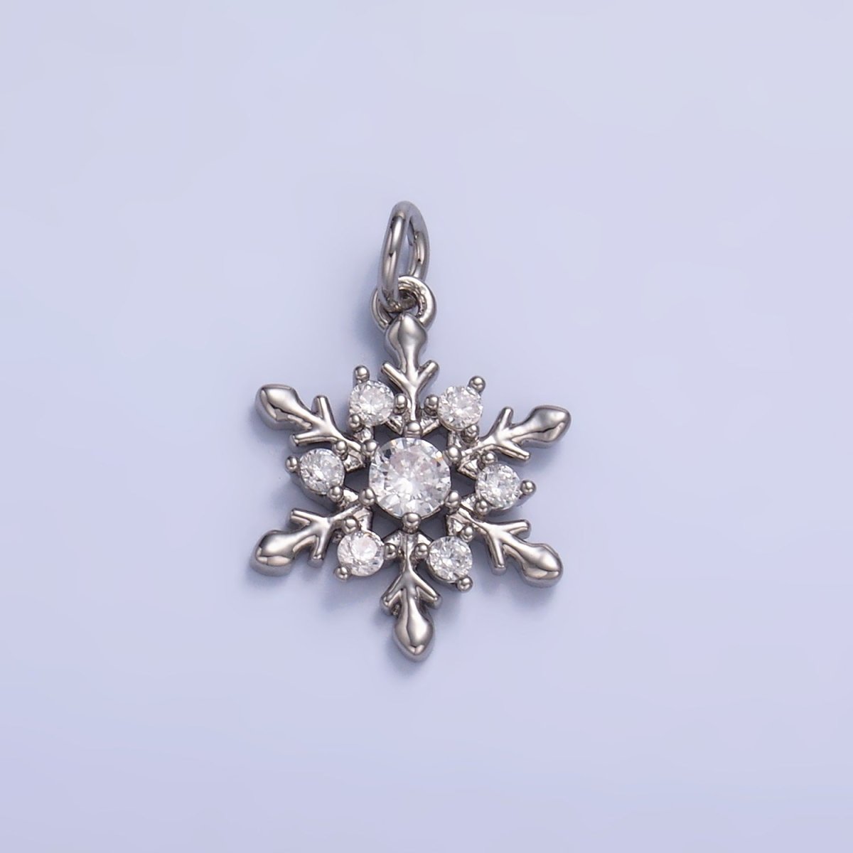 24K Gold Filled 15mm Clear CZ Christmas Snow Weather Charm in Gold &amp; Silver | W830