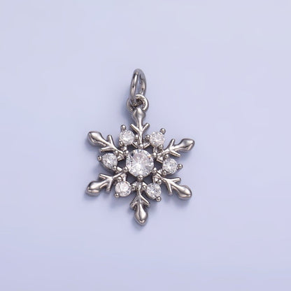 24K Gold Filled 15mm Clear CZ Christmas Snow Weather Charm in Gold &amp; Silver | W830