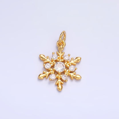 24K Gold Filled 15mm Clear CZ Christmas Snow Weather Charm in Gold &amp; Silver | W830