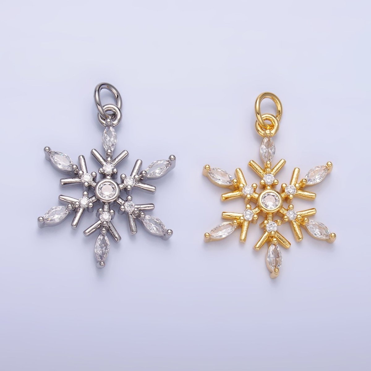 24K Gold Filled Snowdrop CZ Marquise Charm in Gold &amp; Silver | W445