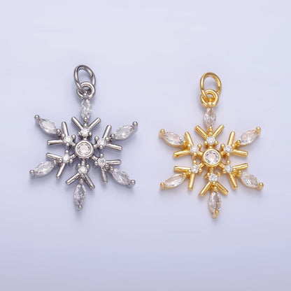 24K Gold Filled Snowdrop CZ Marquise Charm in Gold &amp; Silver | W445