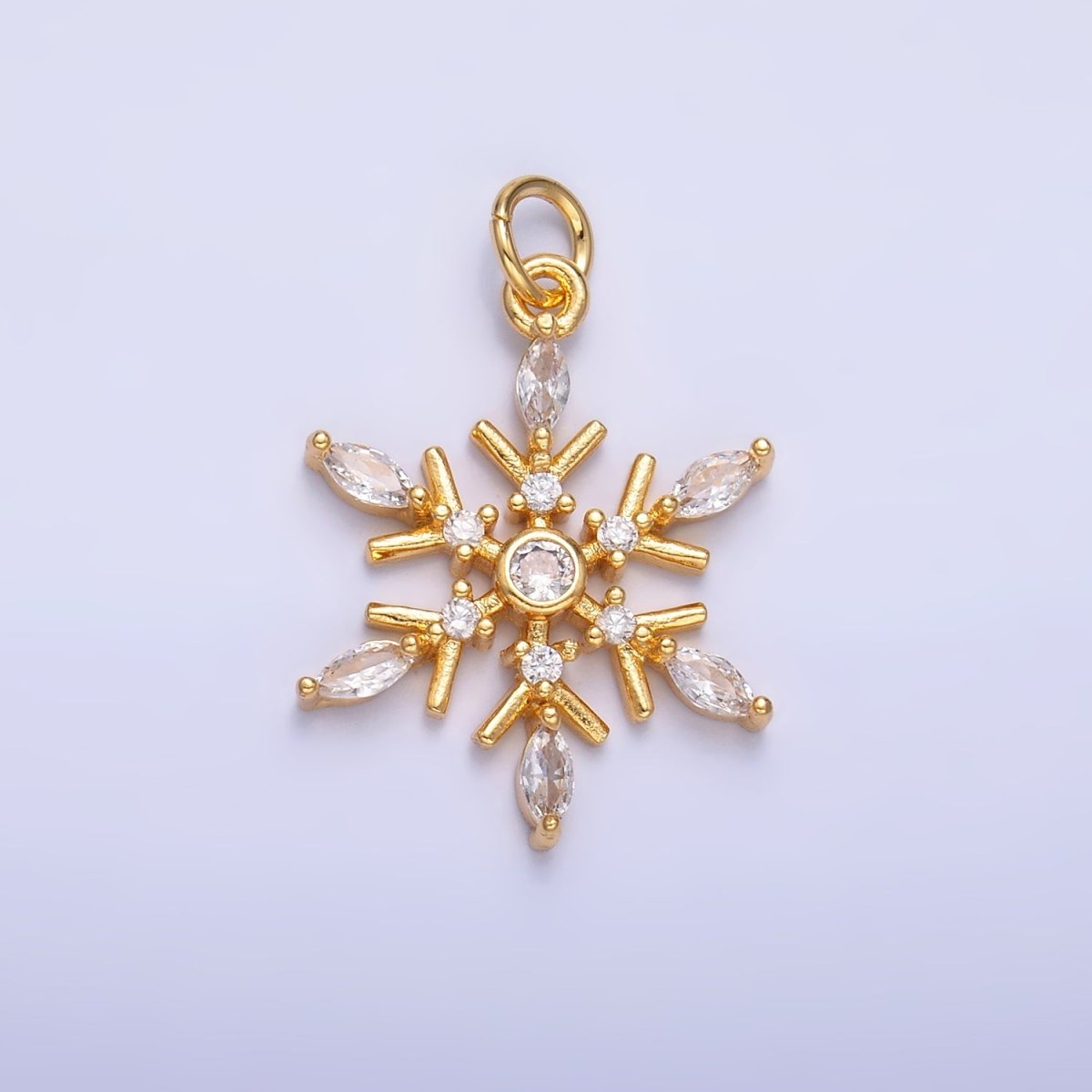 24K Gold Filled Snowdrop CZ Marquise Charm in Gold &amp; Silver | W445