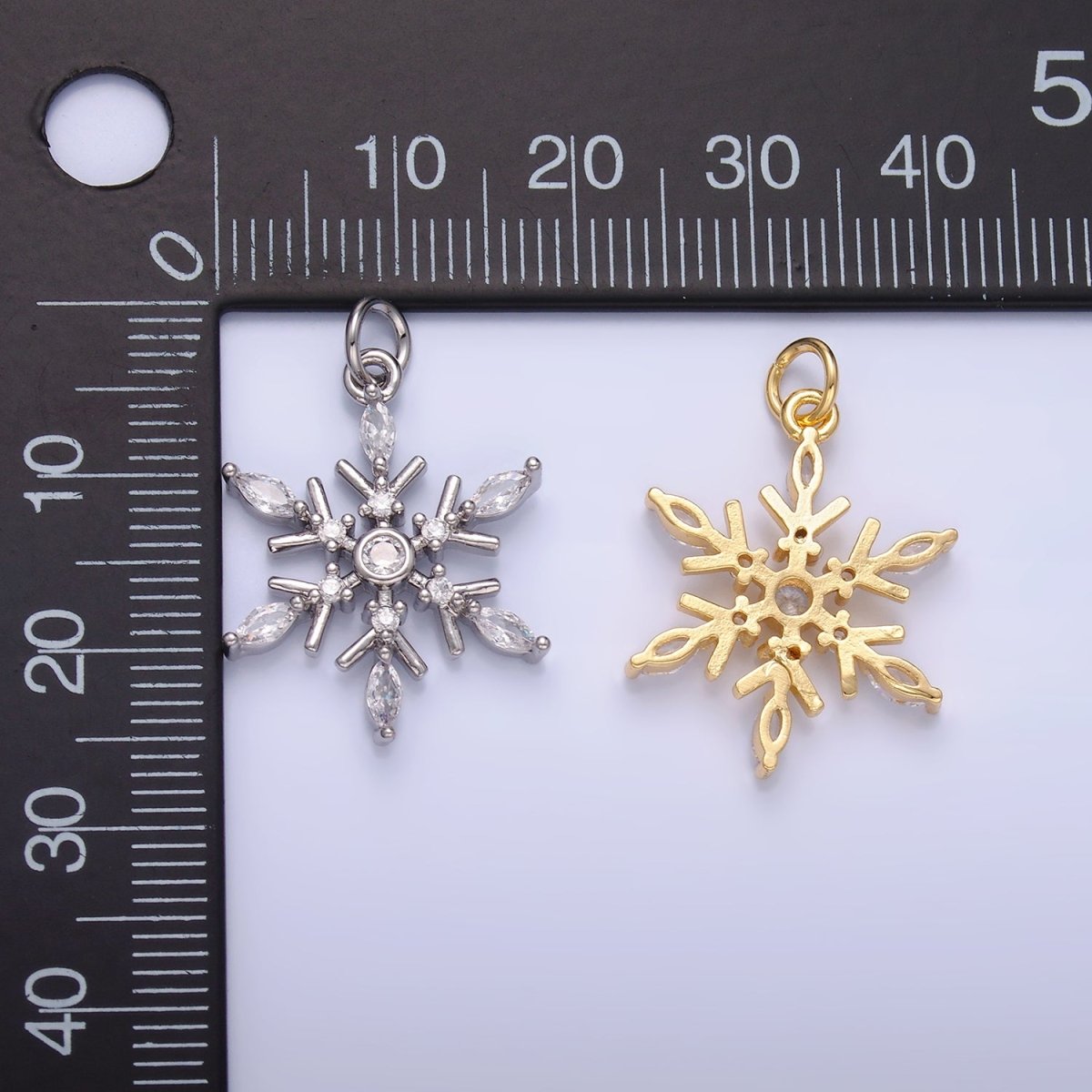 24K Gold Filled Snowdrop CZ Marquise Charm in Gold &amp; Silver | W445