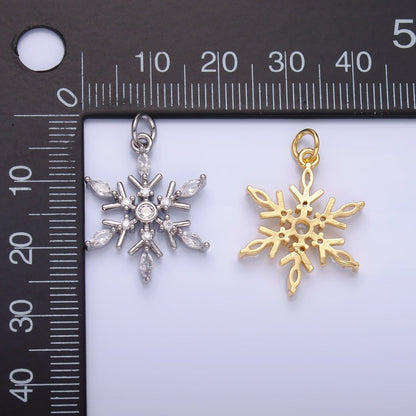 24K Gold Filled Snowdrop CZ Marquise Charm in Gold &amp; Silver | W445