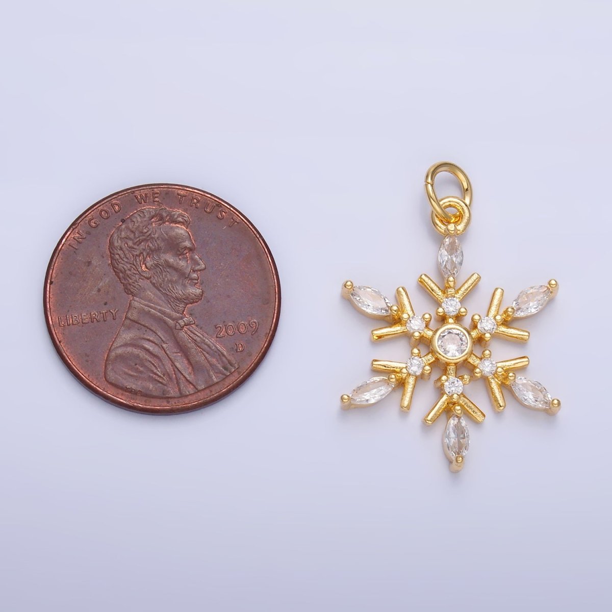 24K Gold Filled Snowdrop CZ Marquise Charm in Gold &amp; Silver | W445