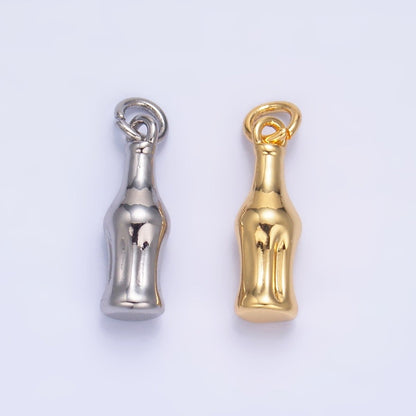 24K Gold Filled 14.5mm Soda Bottle Drink 3D Multidimensional Charm in Gold &amp; Silver | W222